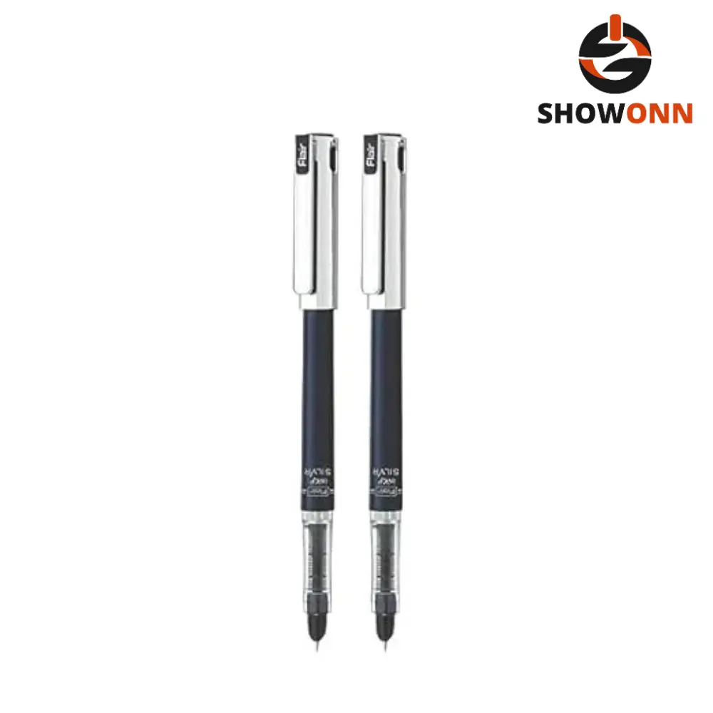 FLAIR Inky Series Silver Liquid Ink Fountain Pen Blister Pack (Free 2 Pcs X-Large Jumbo Cartridges) 