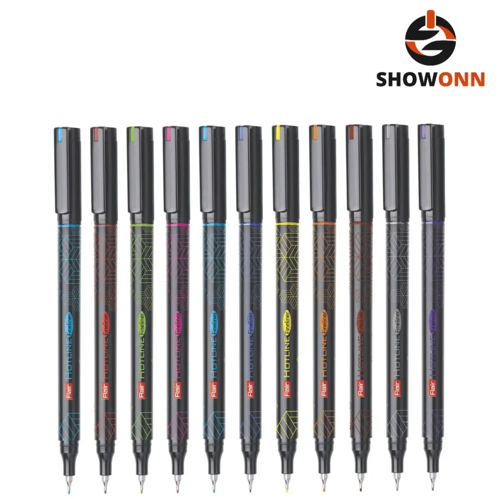 FLAIR Hotline Fineliner Metal Tip Pen | Tip Size 0.7 to 1 mm | Comfortable Grip | Fineliner Pens Set For Mandala, Sketching, Doodling, Journal and Outline | 10 Shades.|Multicolor 