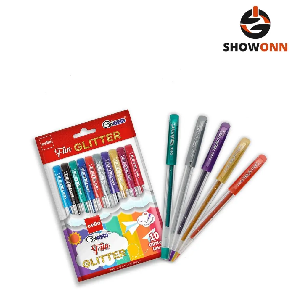 Cello Geltech Glitter Pen 10 Color ASS Set 