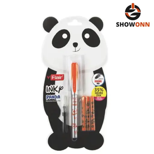 FLAIR Inky Series Panda Liquid Ink Fountain Pen Blister Pack (Free 4 Pieces X-Large Jumbo Cartridges) 