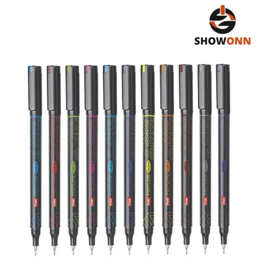 FLAIR Hotline Fineliner Metal Tip Pen | Tip Size 0.7 to 1 mm | Comfortable Grip | Fineliner Pens Set For Mandala, Sketching, Doodling, Journal and Outline | 10 Shades.|Multicolor 