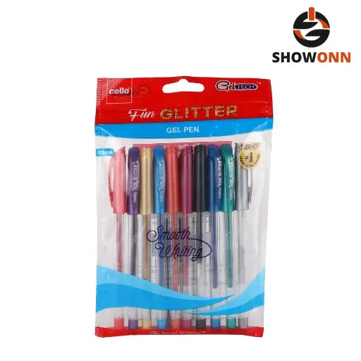 Cello Geltech Glitter Pen (10pc Pack) 