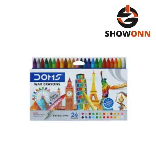 DOMS PLASTIC CRAYON 28 SHADES TIN 
