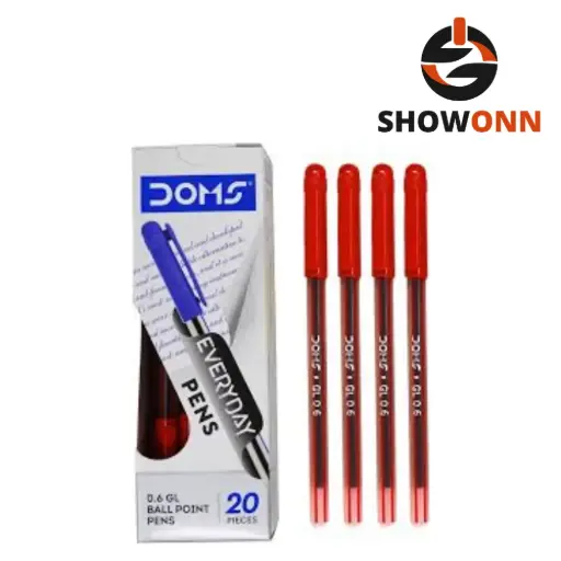 DOMS DF EVERYDAY RED PEN 5 PCS POUCH