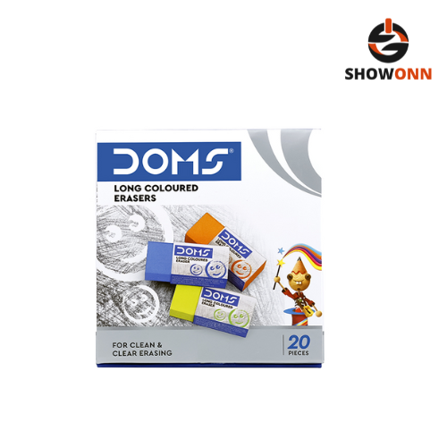 DOMS LONG COLOURED ERASER 20 PCS