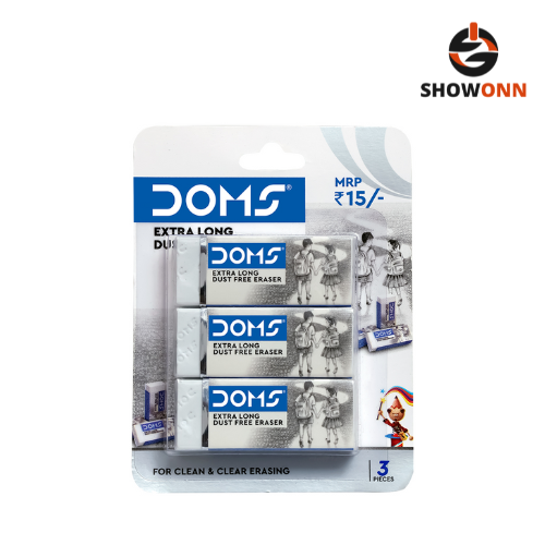DOMS EXTRA LONG DUST FREE ERASER 3 PCS BLISTER