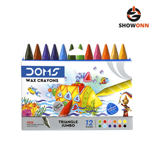 DOMS TRI JUMBO WAX CRAYONS 12+1 SHADES