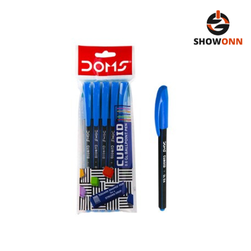 DOMS CUBOID PEN BLUE 5 PCS POUCH PACK