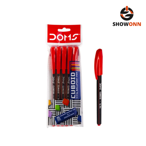 DOMS CUBOID RED PEN 5 PCS POUCH PACK 